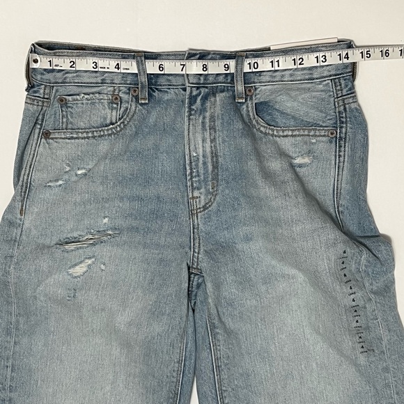 American Eagle Skater Jeans 27/4L Long High Rise Wide Leg Distressed Light Wash - Picture 10 of 16
